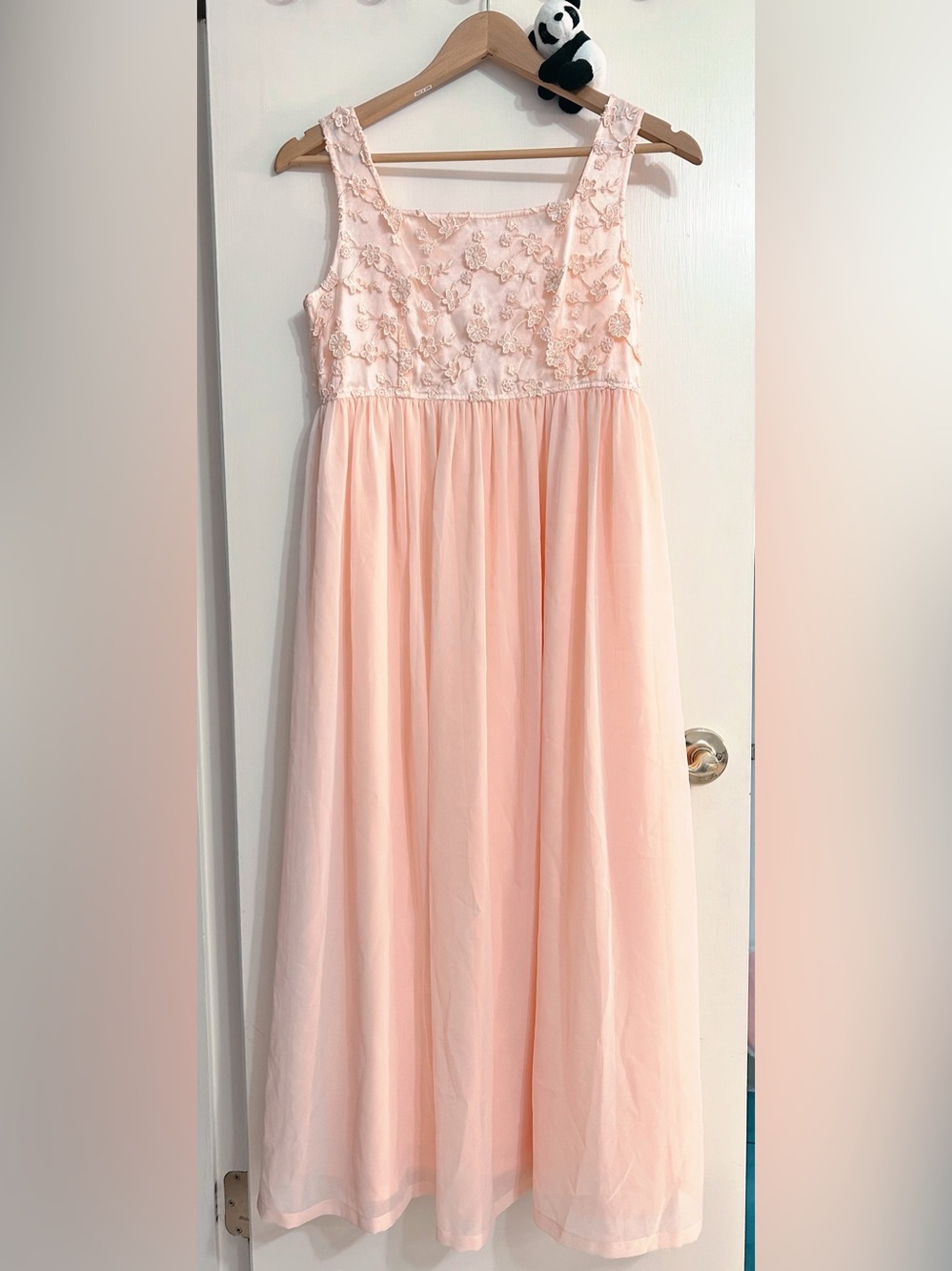 Soft Blush Embroidered Maxi Dress